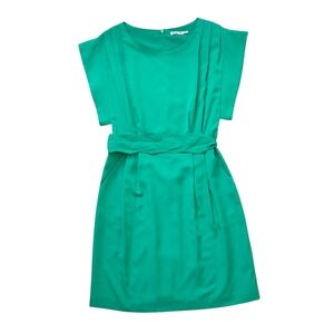 Eliza J Vibrant Green Drape Sleeve Belted Dress W/Pockets S4